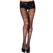 Panty Music Legs Negro Liso 7277 Rayas