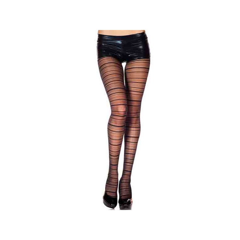 Panty Music Legs Negro Liso 7277 Rayas
