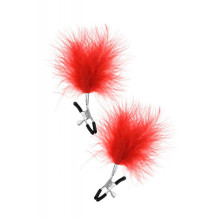 Pinzas Pezones Plumas Sweet Caress Rojas