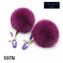 Pinzas Pezones Pompones Morados De Troula