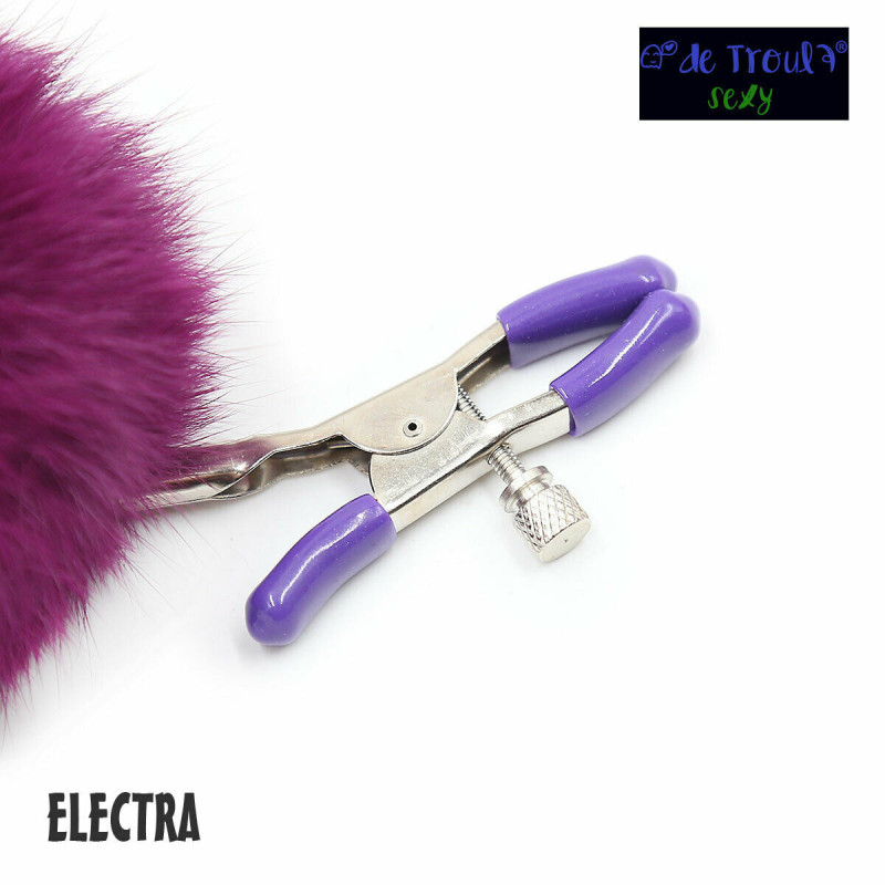 Pinzas Pezones Pompones Morados De Troula