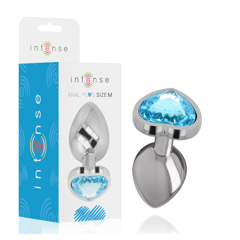 Plug Anal Metal Corazón Celeste Talla M
