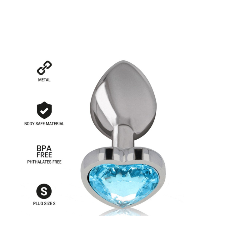 Plug Anal Metal Corazón Celeste Talla M