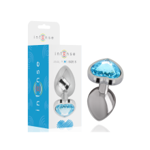 Plug Anal Metal Corazón Celeste Talla S