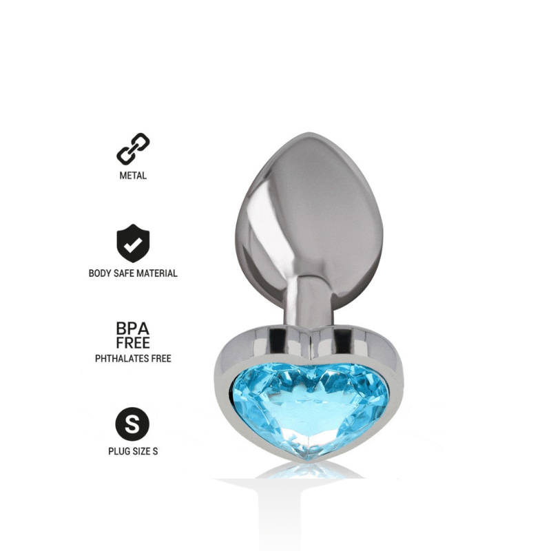 Plug Anal Metal Corazón Celeste Talla S