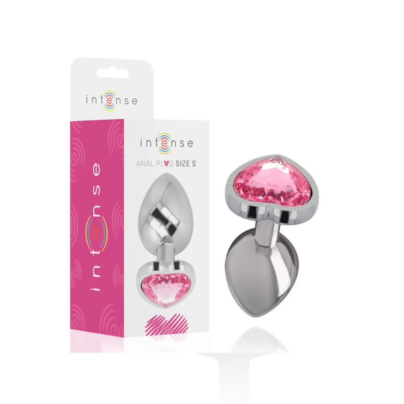 Plug Anal Metal Corazón Rosa Talla S