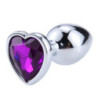 Plug Anal Metal Corazón Strass Morado Talla L