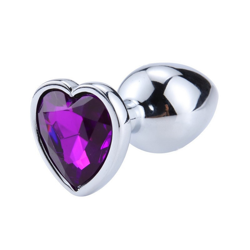 Plug Anal Metal Corazón Strass Morado Talla M