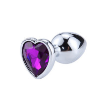 Plug Anal Metal Corazón Strass Morado Talla S