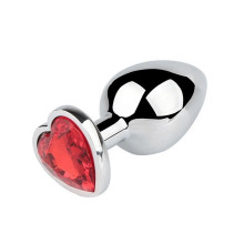 Plug Anal Metal Corazón Strass Rojo Talla M