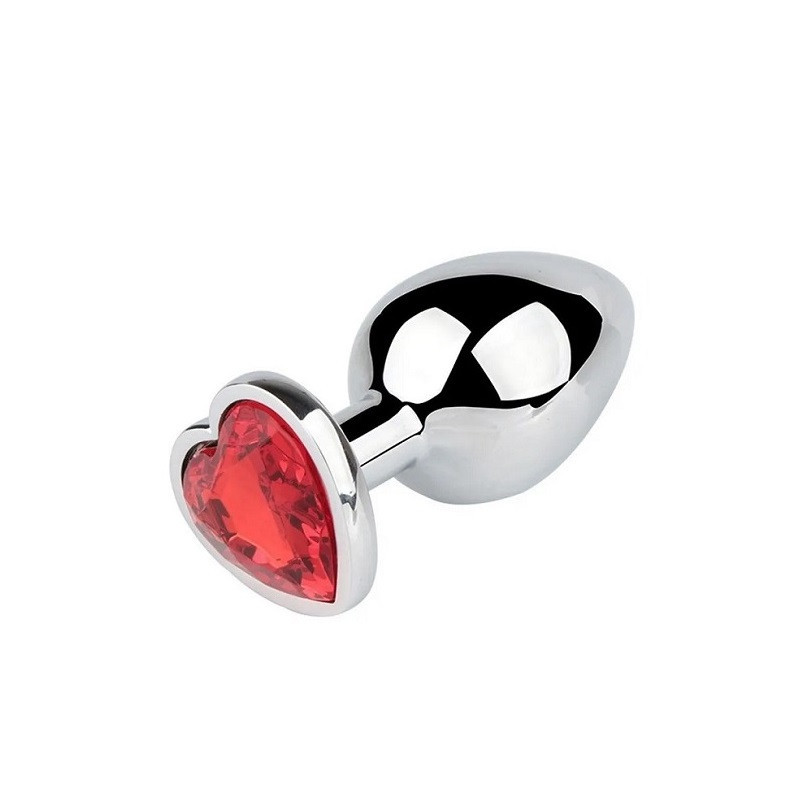 Plug Anal Metal Corazón Strass Rojo Talla S