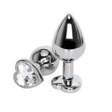 Plug Anal Metal Corazón Strass Transparente Talla L