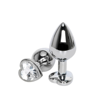 Plug Anal Metal Corazón Strass Transparente Talla M