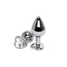 Plug Anal Metal Corazón Strass Transparente Talla S