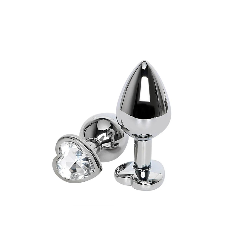 Plug Anal Metal Corazón Strass Transparente Talla S