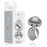 Plug Anal Metal Corazón Transparente Talla L