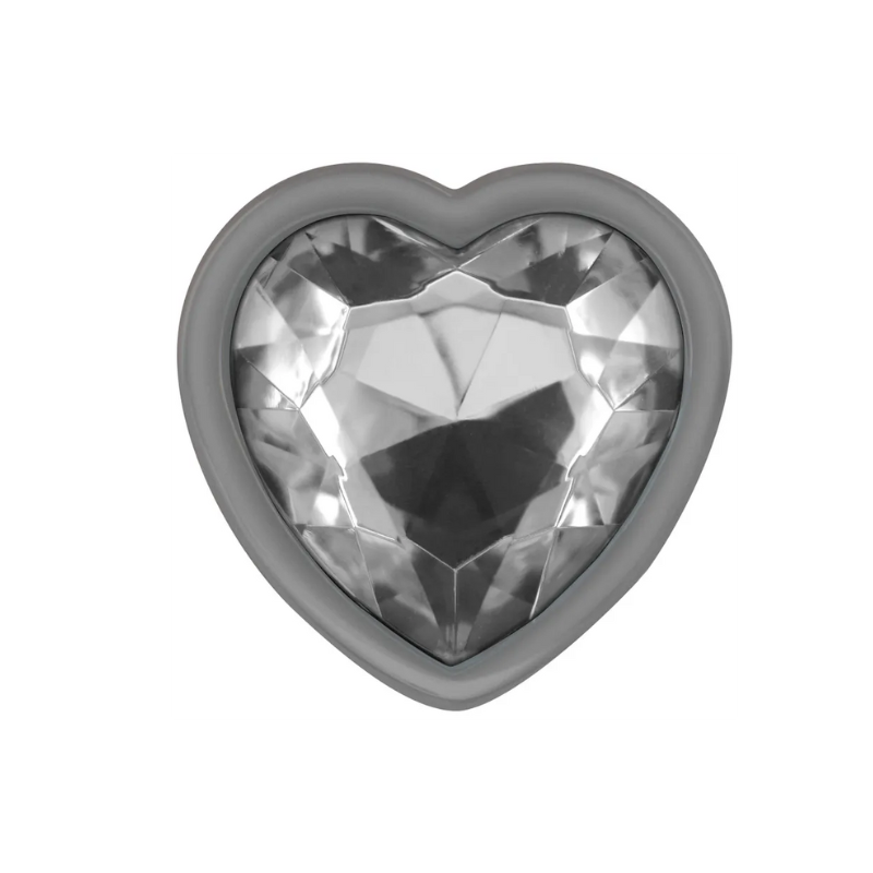 Plug Anal Metal Corazón Transparente Talla L