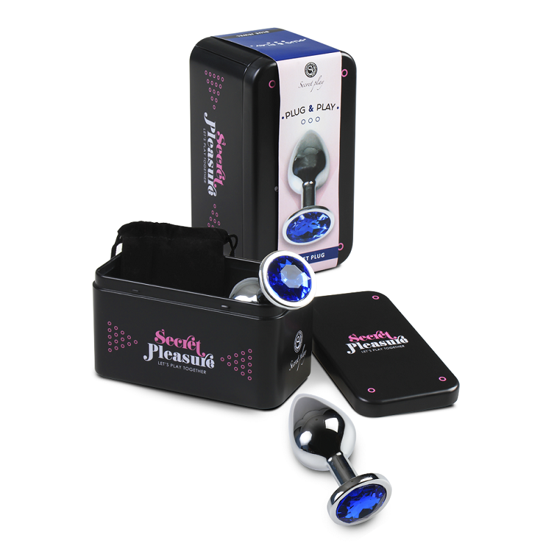 Plug Anal Metal Strass Azul Caja Talla S