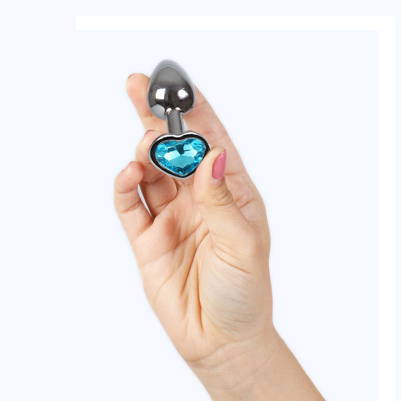 Plug Anal Metal Strass Corazón Azul Caja Talla S