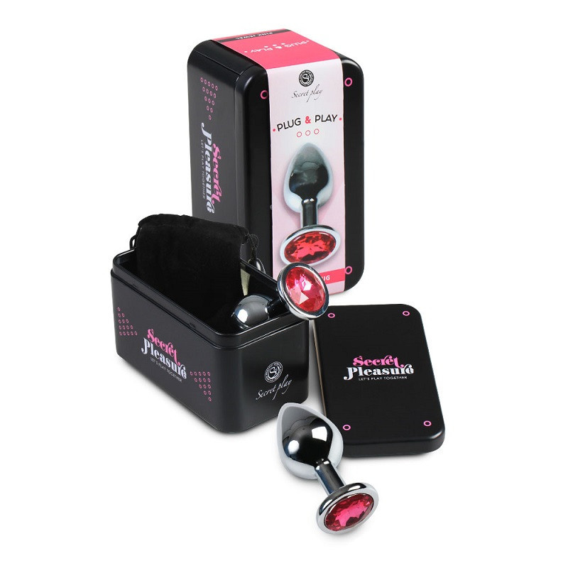 Plug Anal Metal Strass Magenta Caja Talla S