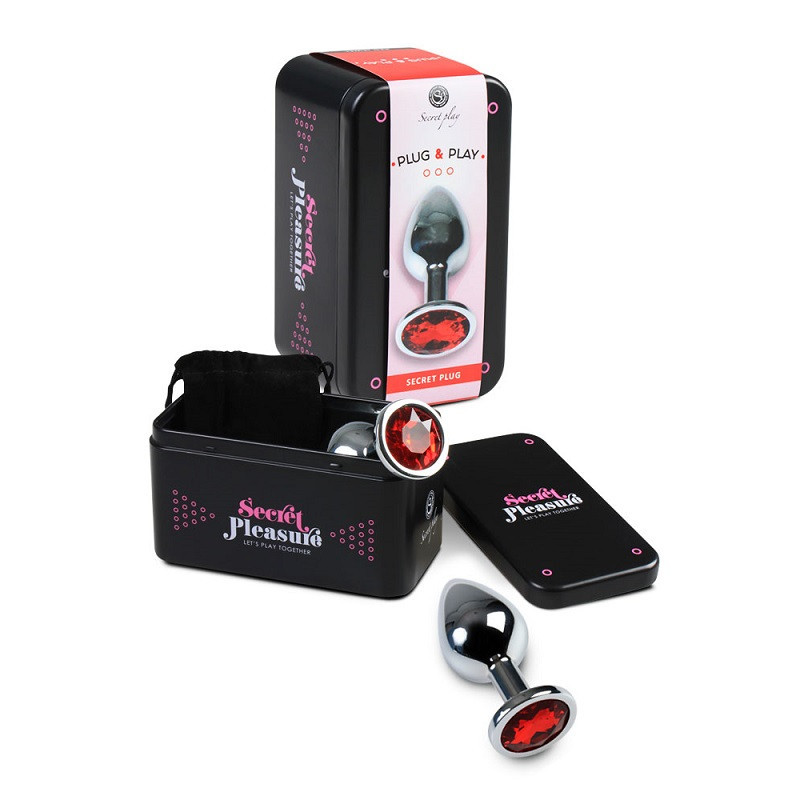 Plug Anal Metal Strass Rojo Caja Talla L