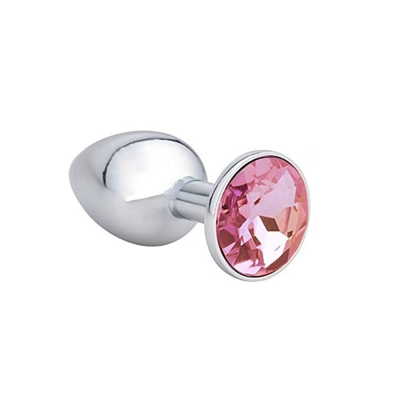 Plug Anal Metal Strass Rosa Talla L