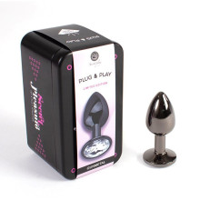 Plug Anal Metal Strass Transparente Caja Talla S