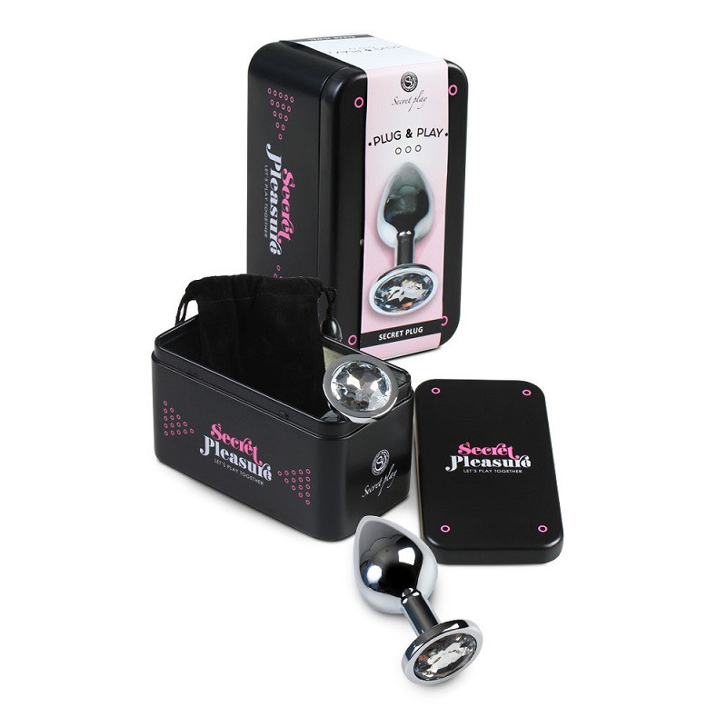 Plug Anal Metal Strass Transparente Caja Talla S