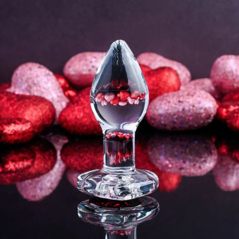 Plug Anal Red Heart Gem Glass Small Adam&Eve