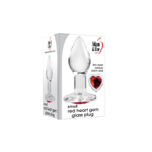 Plug Anal Red Heart Gem Glass Small Adam&Eve