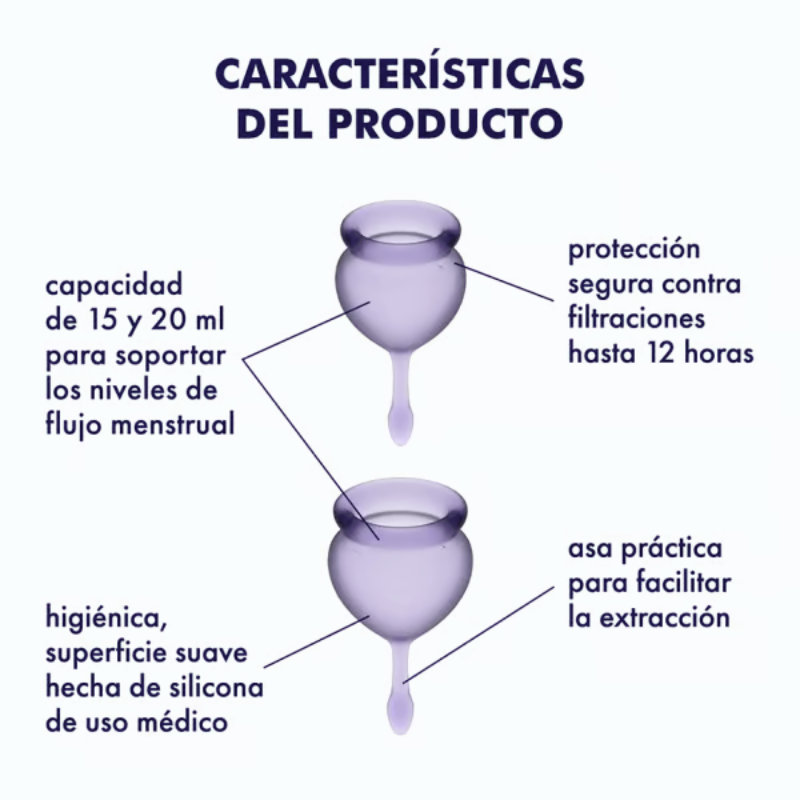 Set 2 Copas Menstruales Satisfyer Feel Good Lila