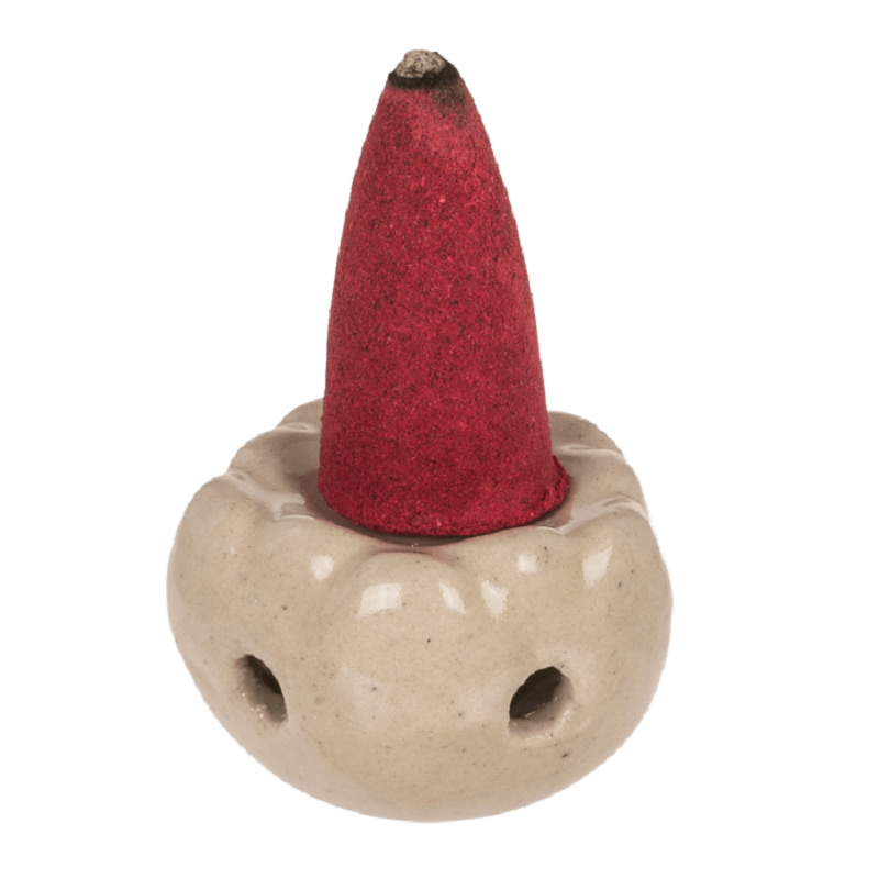 Set 20 Conos Incienso Reflujo + Soporte Ceramica Jazmín