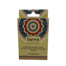 Set 20 Conos Incienso Reflujo + Soporte Cerámica Sándalo