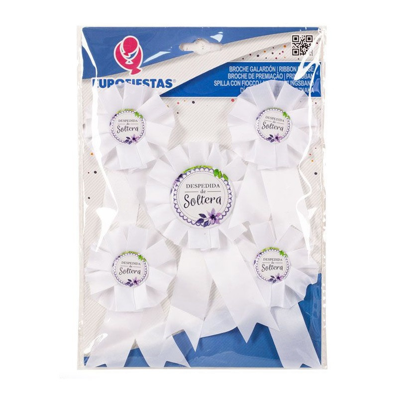 Set 5 Broches Despedida Flor Lila Blanco