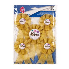 Set 5 Broches Despedida Novia Y Motes Dorado