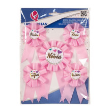 Set 5 Broches Despedida Novia Y Motes Rosa