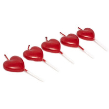 Set 5 Velas Corazón Rojo