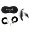 Set esposas + Antifaz + Plumas Negro