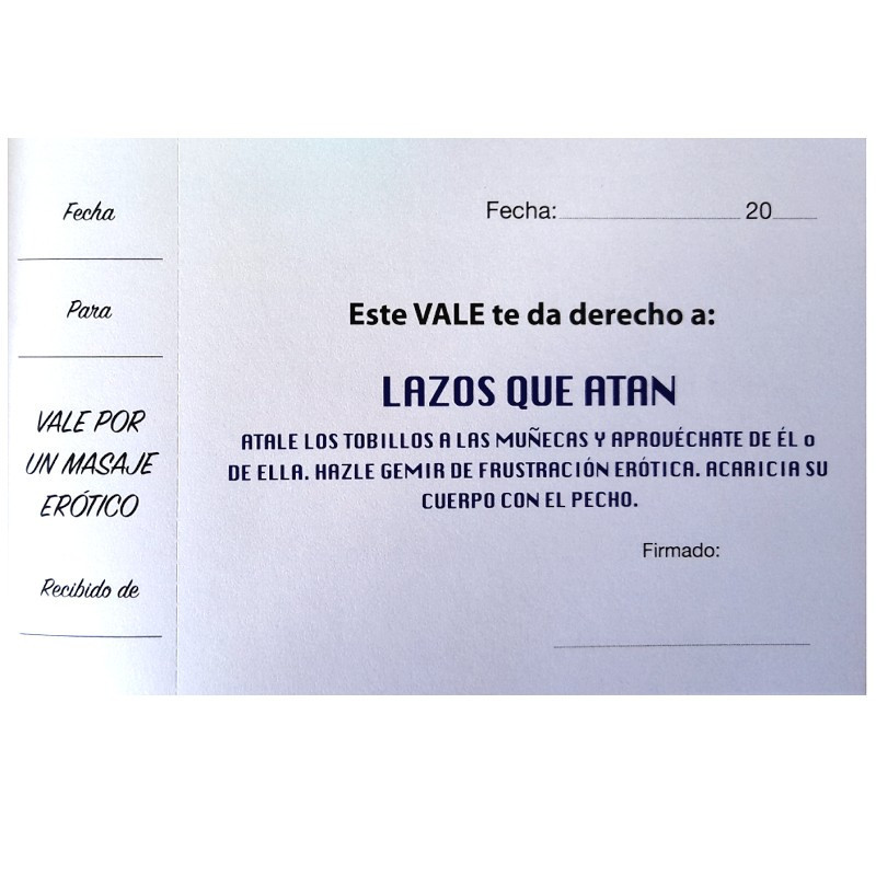 Talonario 12 cupones Bondage o sado