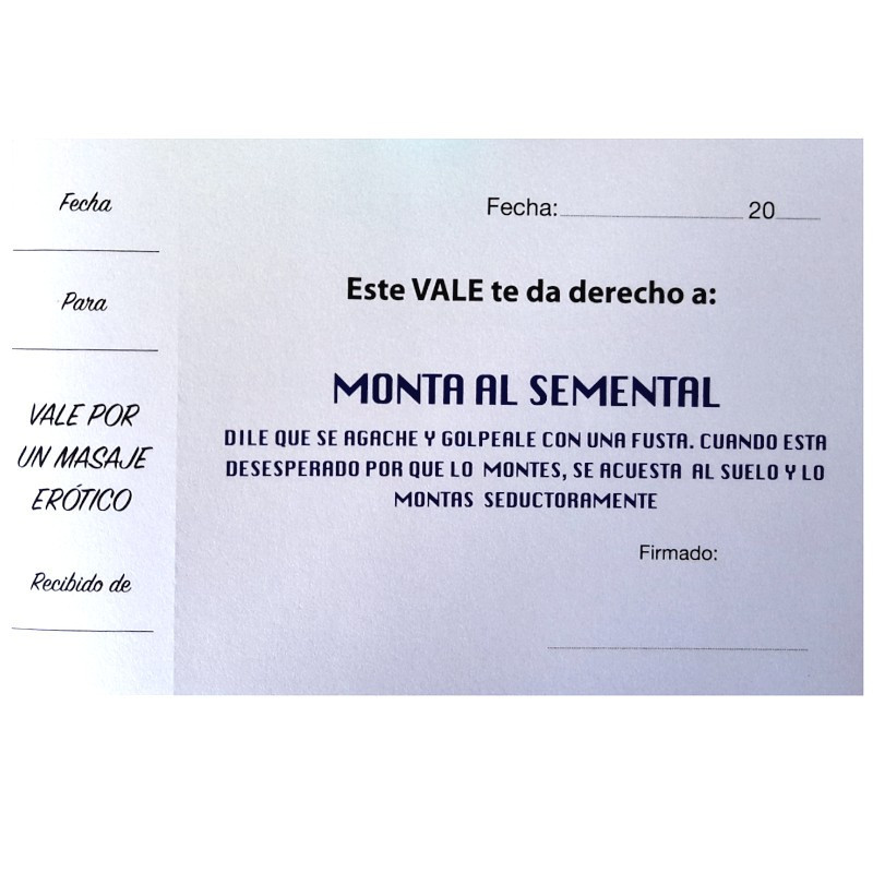 Talonario 12 cupones Bondage o sado