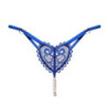 Tanga Encaje Corazón Perlas Azul 2253