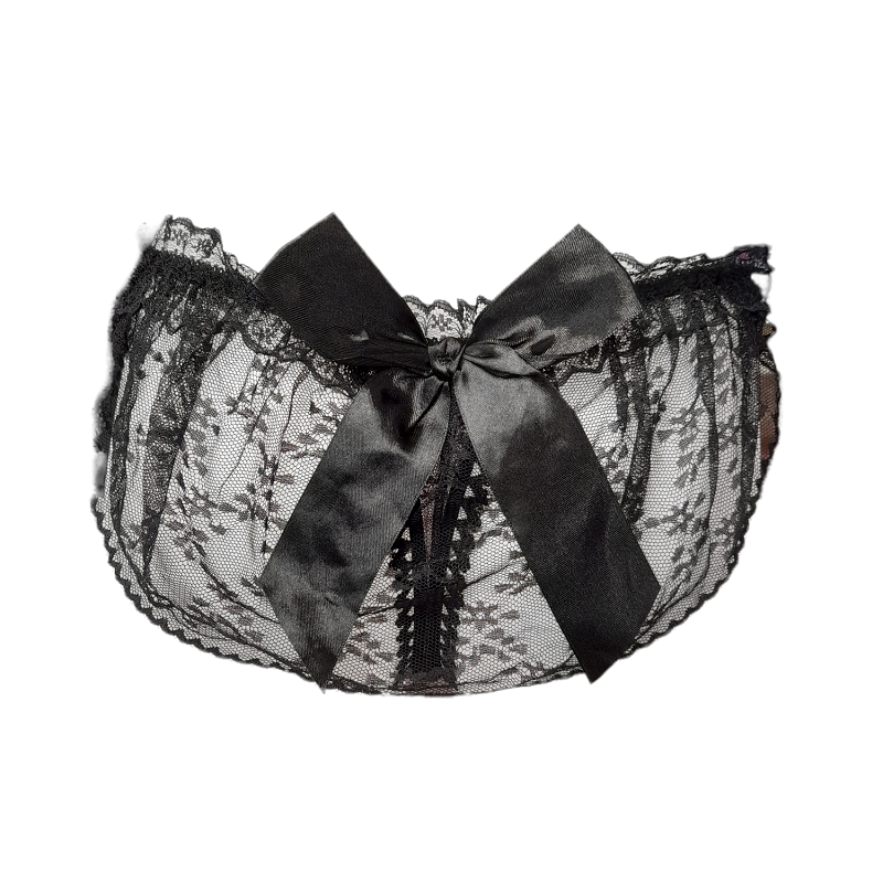Tanga Encaje Lazo Trasero Negro 2053