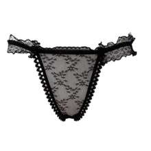 Tanga Encaje Lazo Trasero Negro 2053
