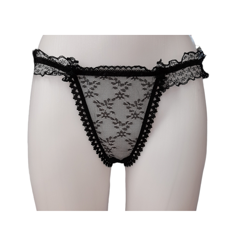 Tanga Encaje Lazo Trasero Negro 2053