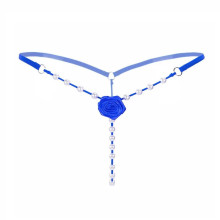 Tanga Flor Con Perlas 2143 Azul