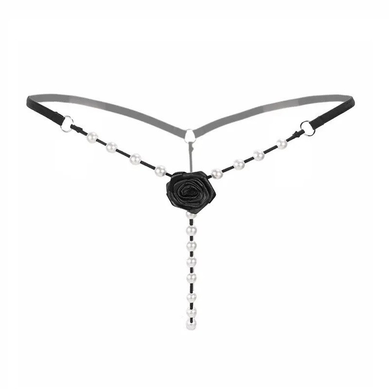 Tanga Flor Con Perlas 2143 Negro