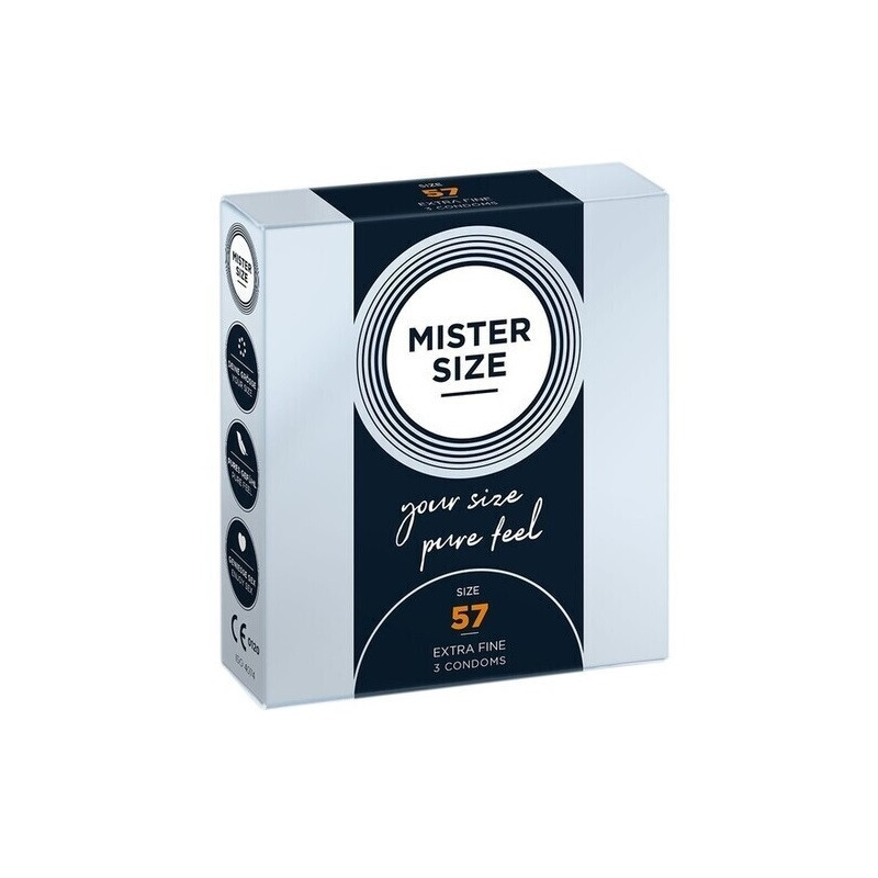 3 Preservativos Mister Size Talla 57 Extrafinos