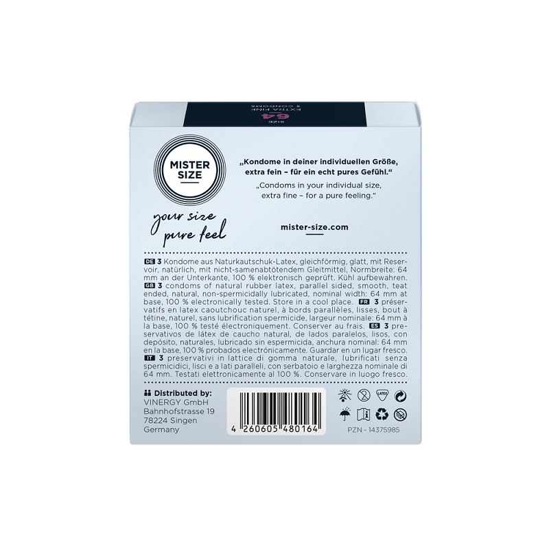 3 Preservativos Mister Size Talla 64 Extrafinos