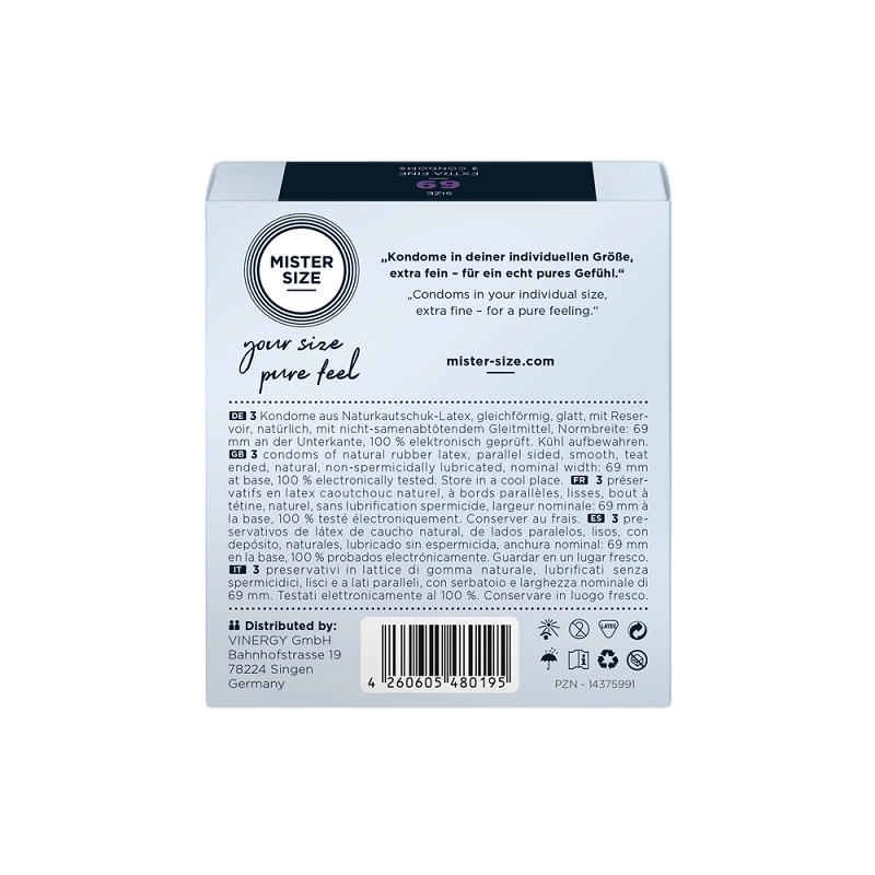 3 Preservativos Mister Size Talla 69 Extrafinos