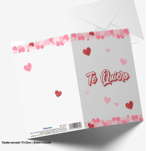 Tarjeta Te Quiero Purpurina Y Corazones.